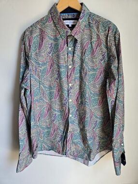 JOHN LENNON Paisley Print Long-Sleeve 💯 Cotton Shirt - Green & Purple